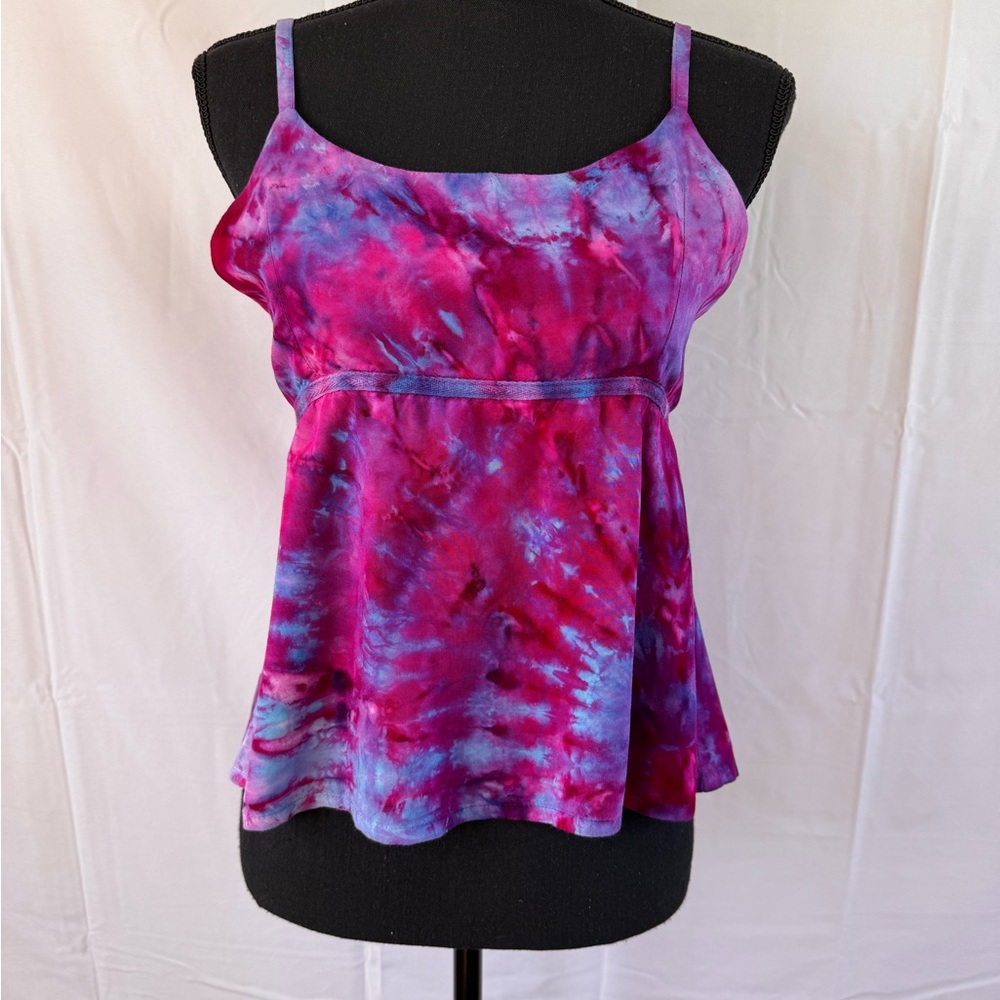 Hand Dyed Double Tie Open Back Tie-Dye Women's Tank